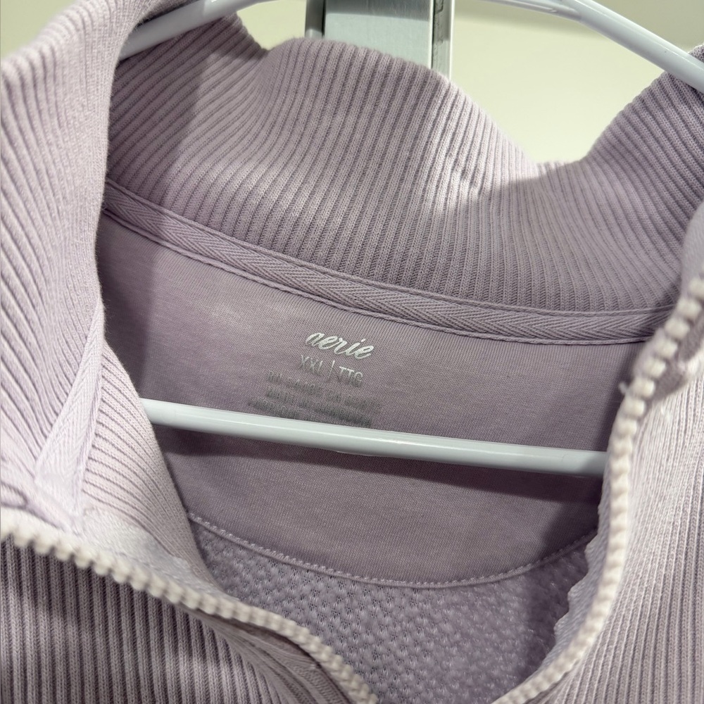 aerie Light Lavender Ribbed Sherpa Half-Zip - Picture 3 of 4